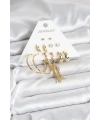 Gold Renk Pirinç Kadın 6 Çift Küpe Seti