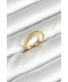 Gold Renk Şerit Zirkon Taşlı Kadın Yüzük