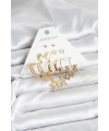 Gold Renk Yıldızlı Set 6 Çift Kadın Küpe Seti
