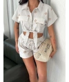 Gömlek şort keten takım s1052-1056