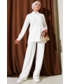 Gömlek Yaka Fitilli Salaş İkili Takım beyaz T4300