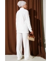 Gömlek Yaka Fitilli Salaş İkili Takım beyaz T4300