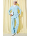 Gömlek Yaka Fitilli Salaş İkili Takım Buz Mavisi T4300