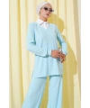 Gömlek Yaka Fitilli Salaş İkili Takım Buz Mavisi T4300