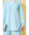 Gömlek Yaka Fitilli Salaş İkili Takım Buz Mavisi T4300