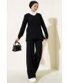 Gömlek Yaka Fitilli Salaş İkili Takım siyah T4300
