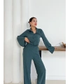 Gömlek yaka kaplama düğmeli takım petrol yeşili st265866