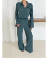 Gömlek yaka kaplama düğmeli takım petrol yeşili st265866