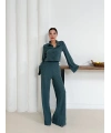 Gömlek yaka kaplama düğmeli takım petrol yeşili st265866