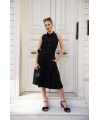 Gömlek yaka kemerli elbise siyah s255061