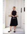 Gömlek yaka kemerli elbise siyah s255061