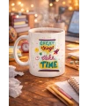 Great Things Take Time Porselen Kupa MODEL 130 – Motivasyon Mesajlı Renkli Kupa, İlham Veren Kahve & Çay Kupası