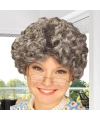 Gri Renk Kıvırcık Yaşlı Peruk Büyükanne Peruğu Astarlı Bonus