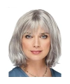 Gri Renk Yaşlı Peruğu Kısa Saç Kısa Peruk Gri Teyze Peruğu