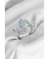 Gümüş Renk Mavi Kelebek Model Zirkon Taşlı Kadın Yüzük