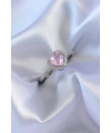 Gümüş Renk Pembe Zirkon Taşlı Kalp Charm Model Pirinç Kadın Yüzük