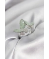 Gümüş Renk Su Yeşili Kelebek Model Zirkon Taşlı Kadın Yüzük