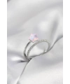 Gümüş Renk Zirkon Taşlı Pembe Halley Model Kadın Yüzük
