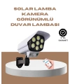 Güneş Enerjili LED Lamba + Güvenlik Kamerası Görünümlü– 5-8 m Hareket Algılamalı, Beyaz Işık