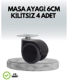 Halı ve Beton Uyumlu Kilitsiz Mobilya Tekerleği 4’lü