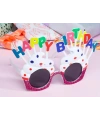 Happy Birthday Yazılı Beyaz Fuşya Renk Beyaz Pastalı Parti Gözlüğü 12x7 cm