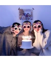 Happy Birthday Yazılı Pembe Fuşya Renk Pembe Pastalı Parti Gözlüğü 12x7 cm