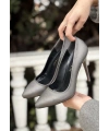 Hillar Platin Saten Stiletto Ayakkabı