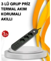 Hızlı Şarj Özellikli 3 USB Girişli Üçlü Priz