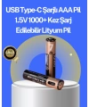 Hızlı Şarj Teknolojili USB Şarjlı AAA Pil – 40 Dakikada Tam Şarj