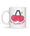 I Love You Berry Much Tasarımlı Kupa Model 12 Sevimli Kiraz Desenli Porselen Kahve Kupası - Hediye Fincanı