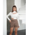 İki düğmeli şort etek vizon h26414
