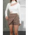 İki düğmeli şort etek vizon h26414