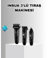 İnsua Erkek Bakım Seti – 3 Başlıklı Şarjlı Tıraş Makinesi, 60 Dakika Kablosuz Kullanım