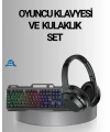 Işıklı  Klavye Mouse ve Bluetooth Kulaklık Seti Türkçe Q USB