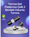 Isıyı Uzun Süre Koruyan 500 ml Termos Seti | Çelik Gövde, 2 Bardaklı, Hediye Kutulu