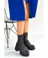Jones Siyah Cilt Bağcıklı Topuklu Bot