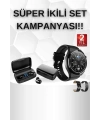 Kablosuz Bluetooth Kulaklık ve Kordon Hediyeli Akıllı Saat Nabız Ölçer Uzun Pil Ömrü