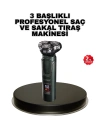 Kablosuz Profesyonel Erkek Bakım Seti – 3 Başlıklı, 3D Akıllı Kesim, Taşınabilir