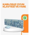 Kablosuz Retro Klavye ve Mouse Seti – 104 Tuşlu Sevimli Tasarım