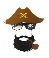 Kahve Renk Şapkalı Siyah Sakallı Pipolu Jack Sparrow Denizci Korsan Gözlüğü 24x25 cm