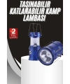 Kamp Lambası Solar Şarjlı Kızaklı Kamp Feneri Led Lamba Işıldak
