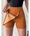 Kapaklı şort etek camel s208