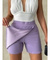 Kapaklı şort etek lila s208