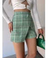 Kapaklı tüvit şort etek yeşil