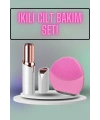 KAŞ BIYIK VE YÜZ EPİLASYON ALETİ VE TİTREŞİMLİ YÜZ TEMİZLEME MASAJ ALETİ İKİLİ SET