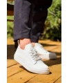 KB-110  Kuback Beyaz Triko Yüksek Taban Bağcıklı Günlük Erkek Ayakkabı
