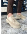 KB-703 Kuback Bej Süet Lastikli Günlük Erkek Ayakkabı