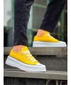 KB-CX-3 Kuback Kısa Sarı Keten Beyaz Yüksek Taban Spor Ayakkabı