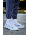 KB-CX-3 Kuback Uzun Beyaz Keten Beyaz Yüksek Taban Spor Ayakkabı
