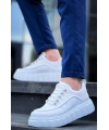 KB-X10 Kuback Beyaz Cilt  Beyaz Yüksek Taban Günlük Spor Ayakkabı